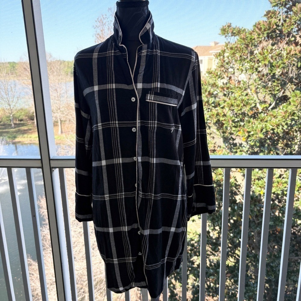 Victoria's Secret Plaid Nightshirt Women XS Black